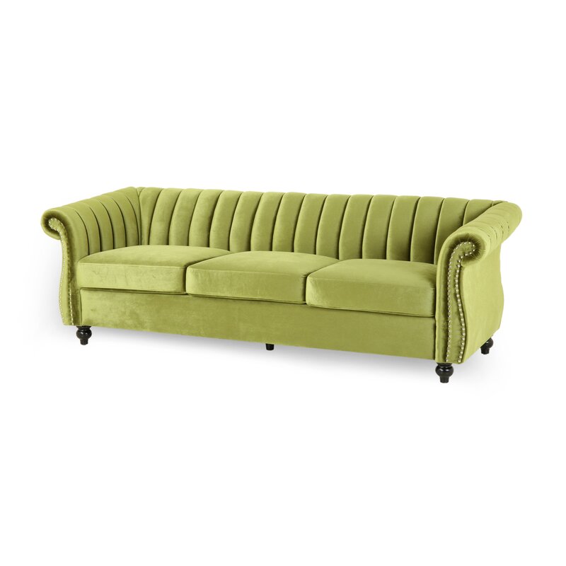 House Of Hampton Fleury Velvet 84" Rolled Arm Sofa & Reviews | Wayfair.ca